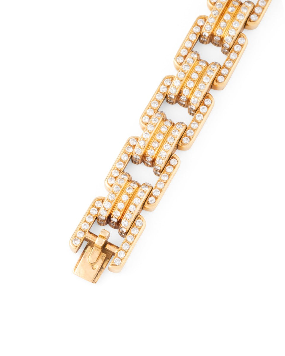 Bulgari bracelet vintage en or jaune 18 K et diamants
