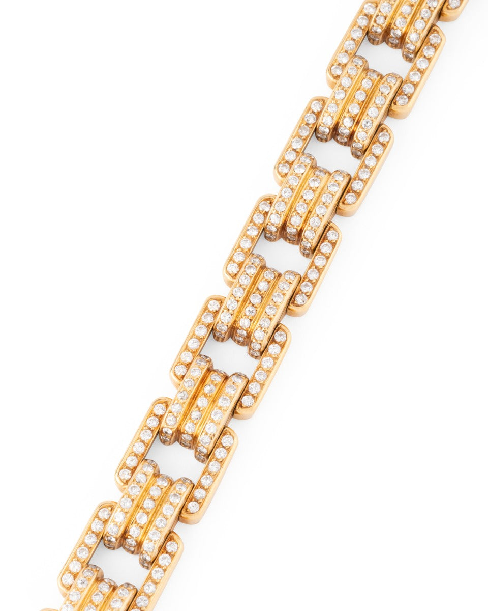Bulgari bracelet vintage en or jaune 18 K et diamants