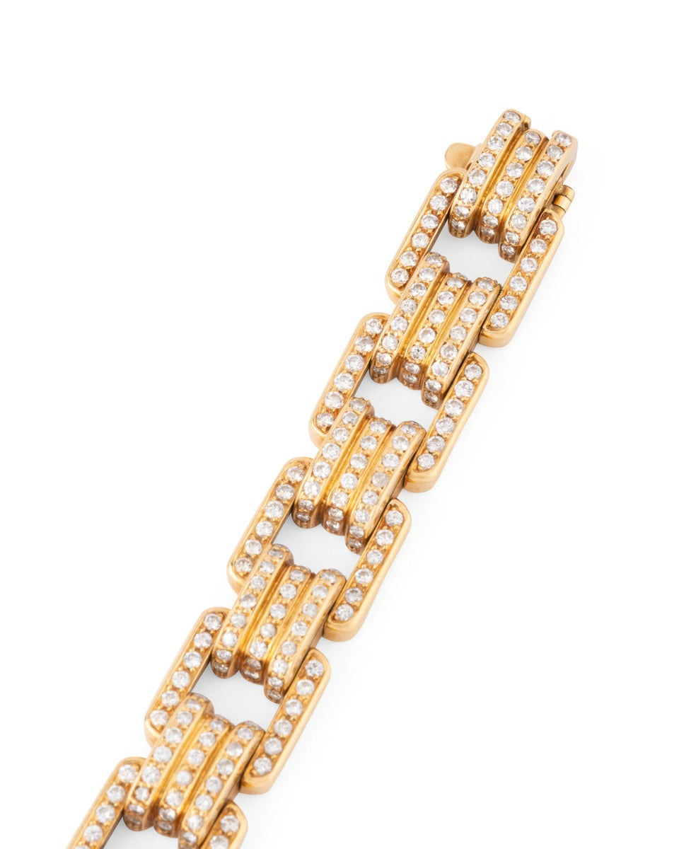 Bulgari bracelet vintage en or jaune 18 K et diamants