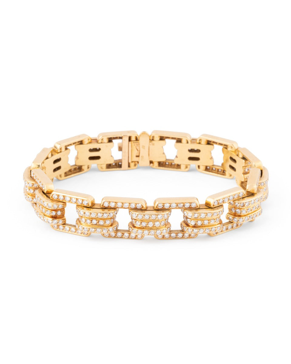 Bulgari bracelet vintage en or jaune 18 K et diamants