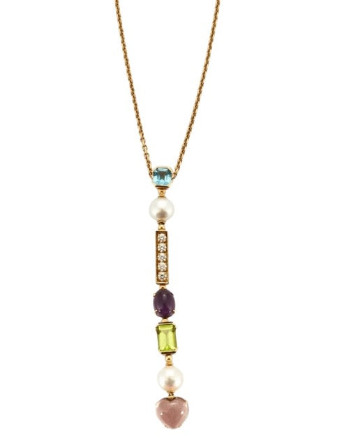 Bulgari, Collier Allegra, Or Diamants, Pierres de Couleurs, Perle