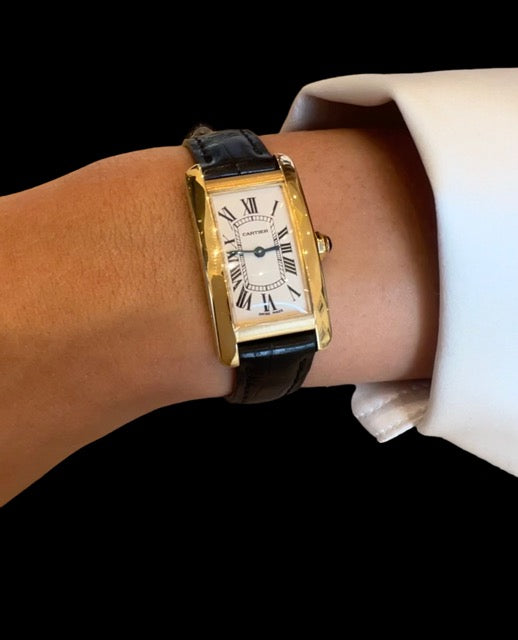 Cartier Tank American watch, yellow gold.