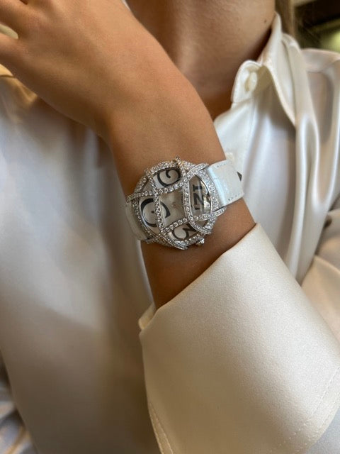 Cartier "Crazy ronde" white gold and diamond watch