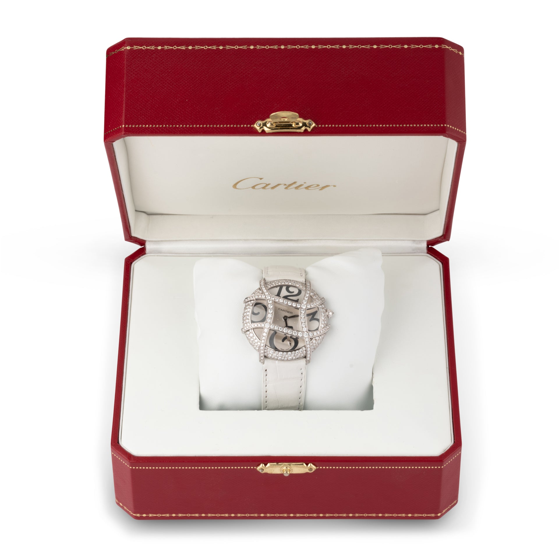 Cartier "Crazy ronde" white gold and diamond watch