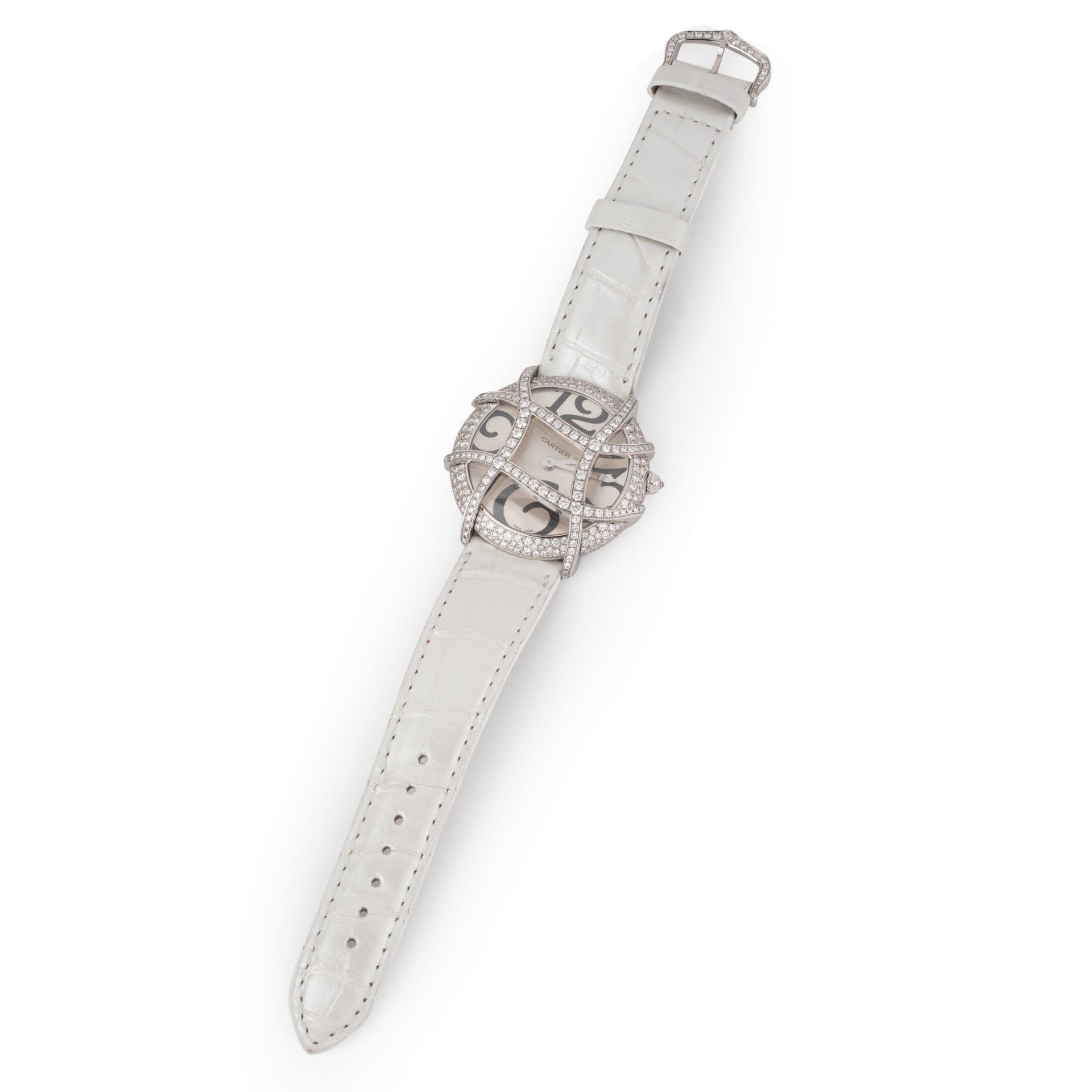Cartier "Crazy ronde" white gold and diamond watch