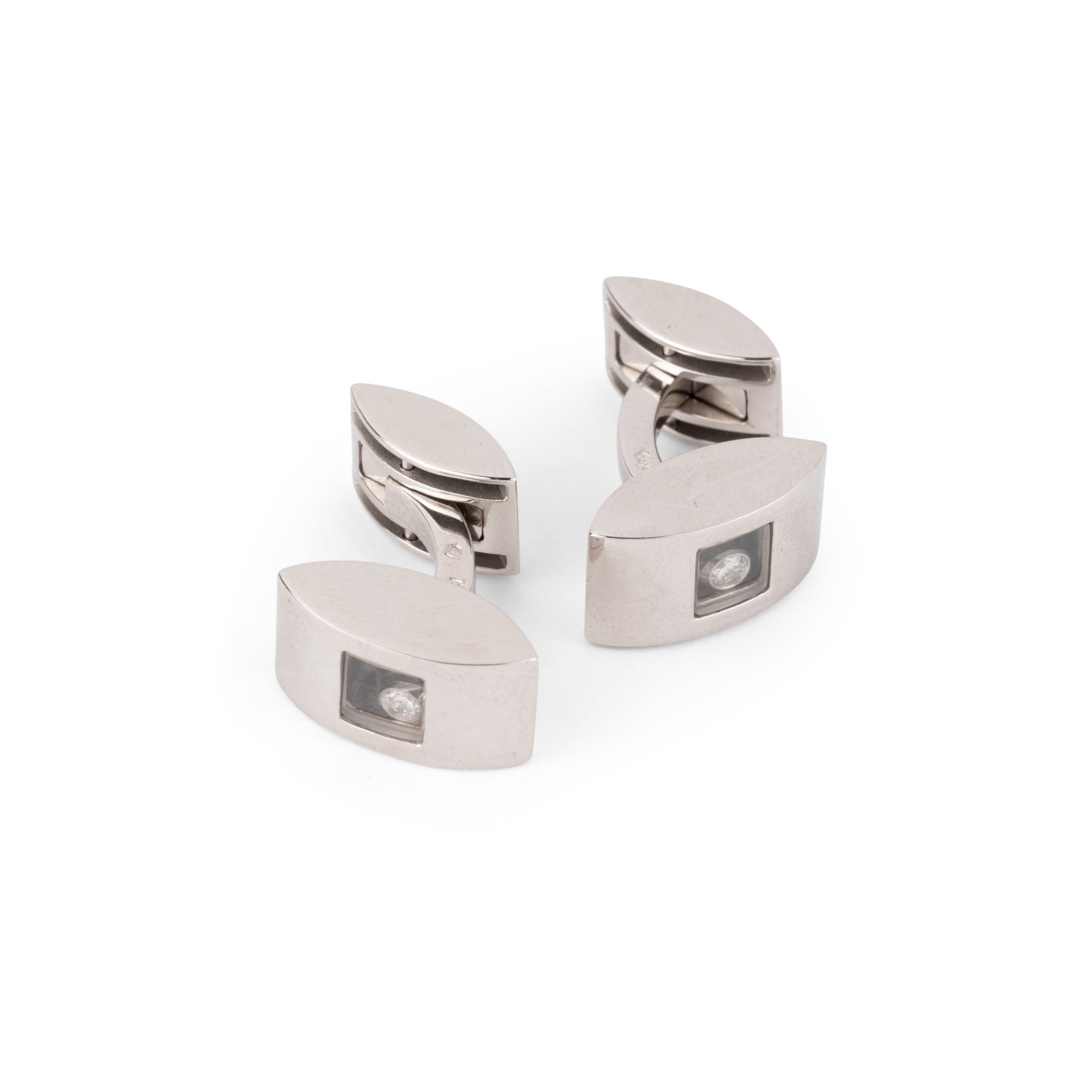 Chopard, Boutons de manchettes Happy Diamonds or gris et diamants