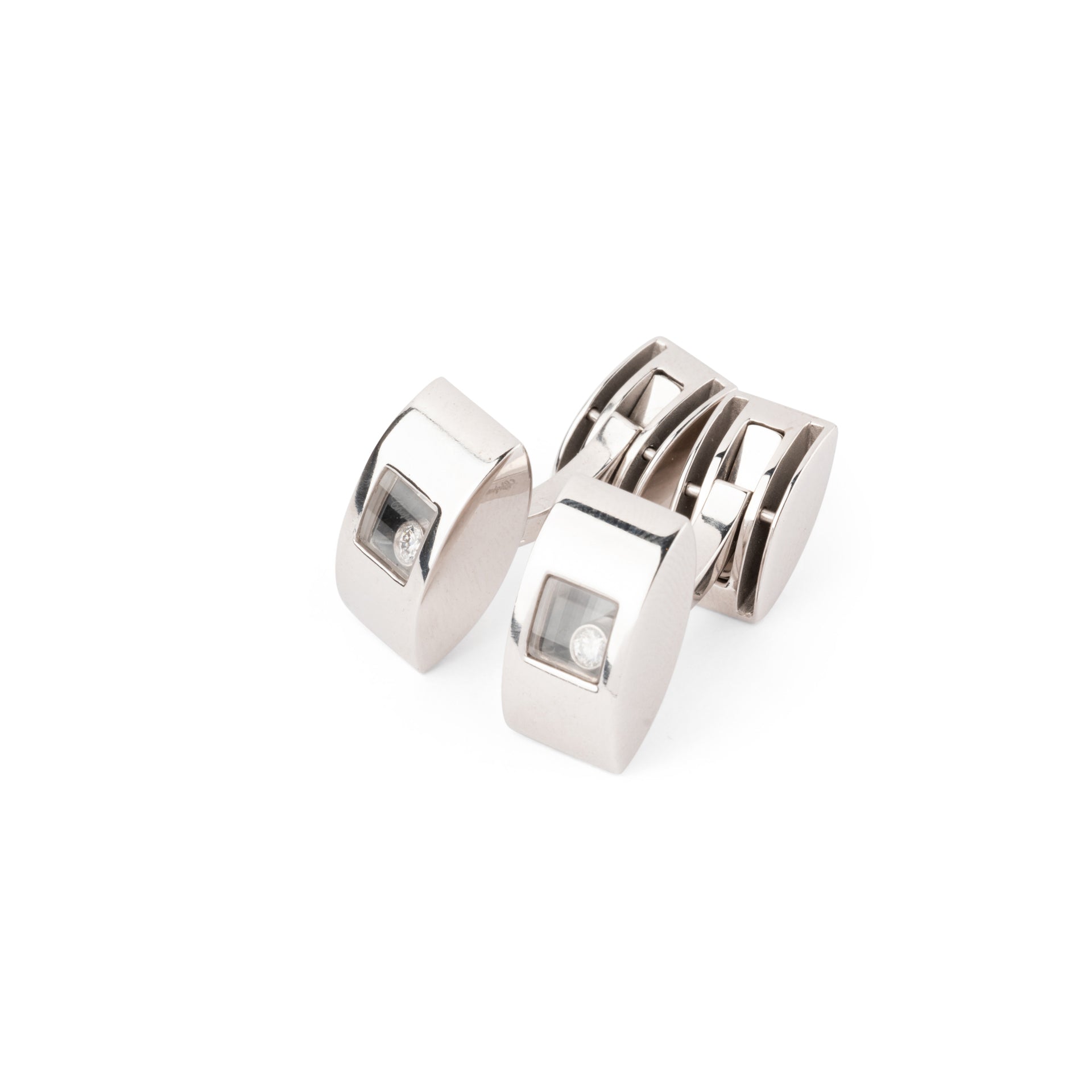 Chopard, Happy Diamonds cufflinks in white gold and diamonds