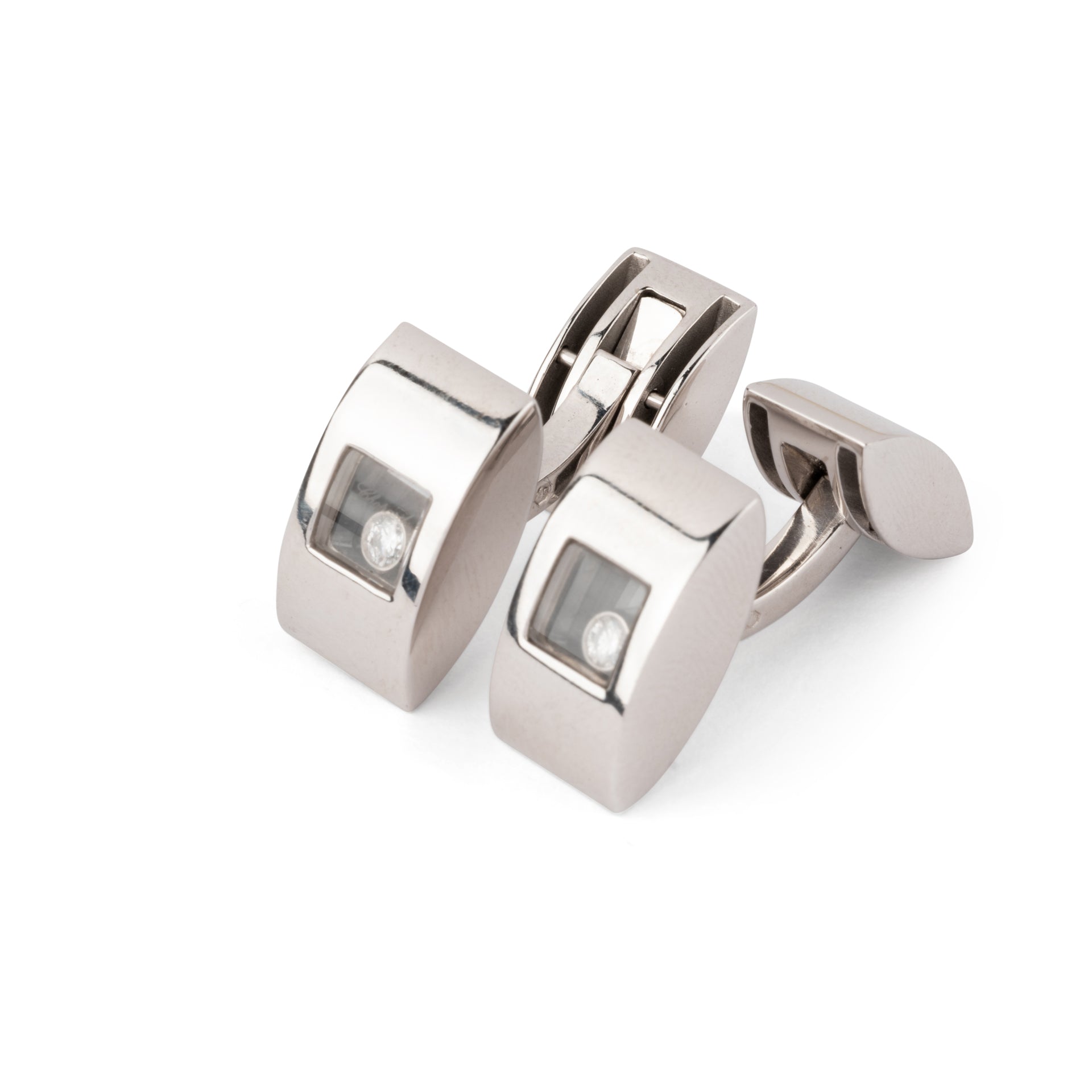 Chopard, Happy Diamonds cufflinks in white gold and diamonds