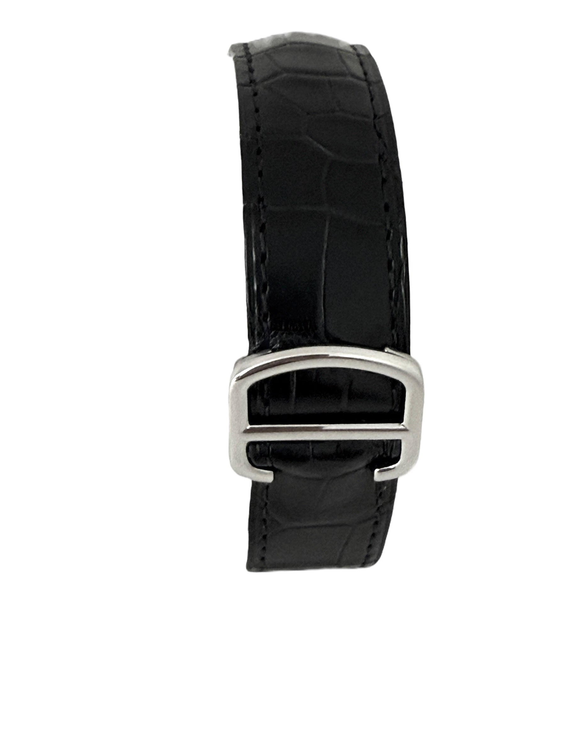 Cartier Tank Américaine quartz watch, white gold on leather