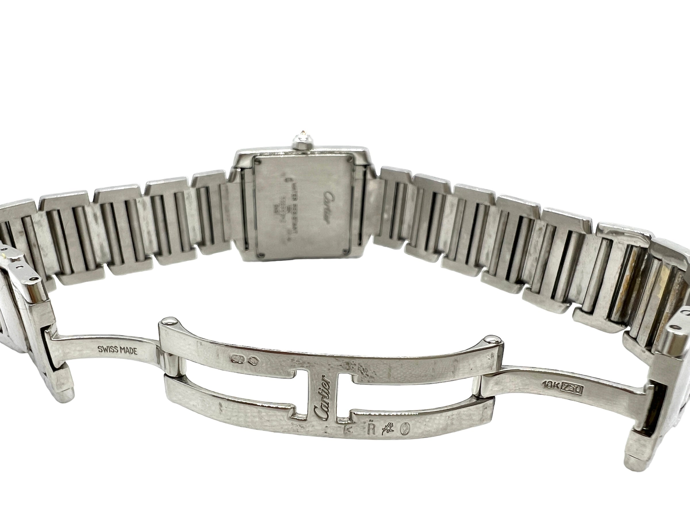 Cartier, French Tank watch in white gold and diamonds