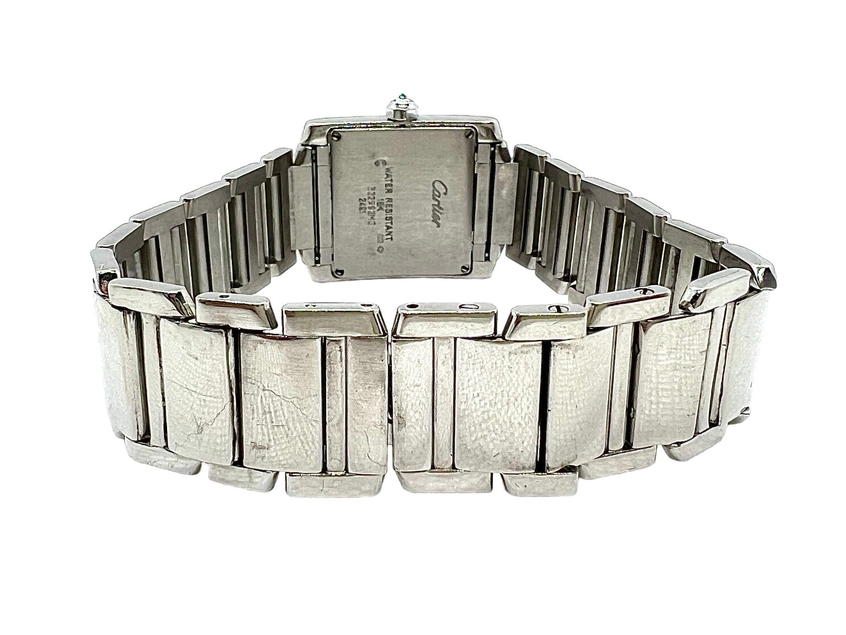 Cartier, French Tank watch in white gold and diamonds