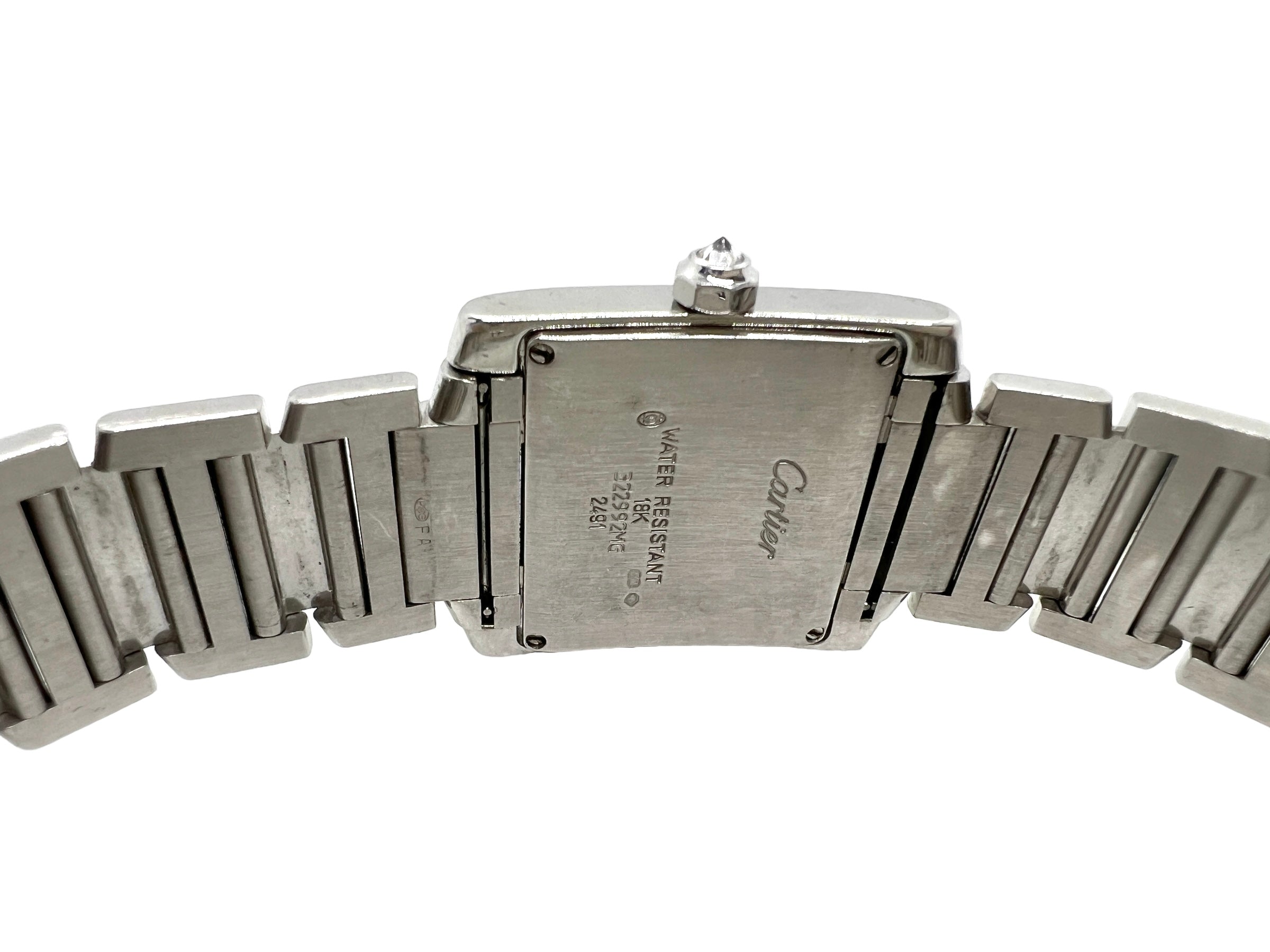 Cartier, French Tank watch in white gold and diamonds