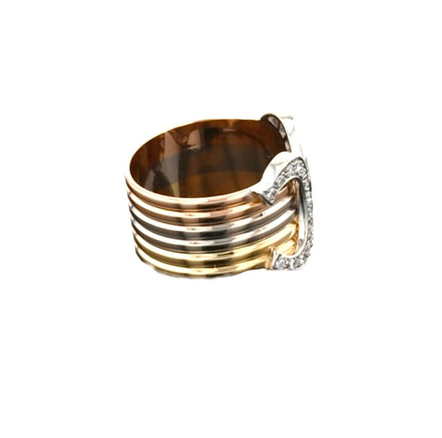 Cartier bague "Double C" grand modèle 3 ors et diamants vintage