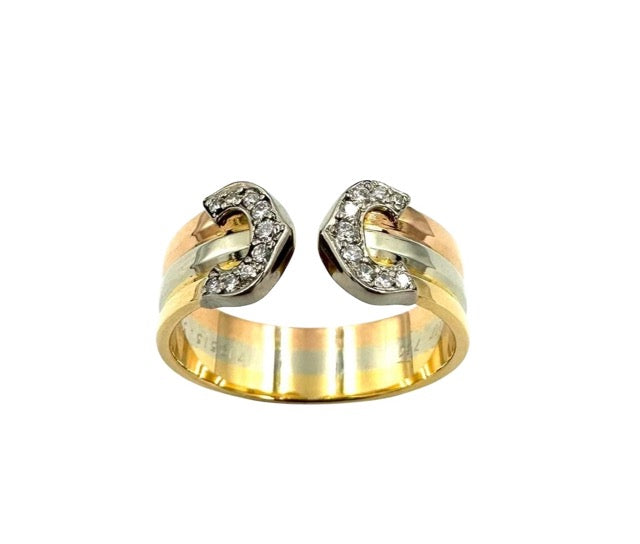 Cartier bague "Double C" en or jaune or rose et or blanc et diamants