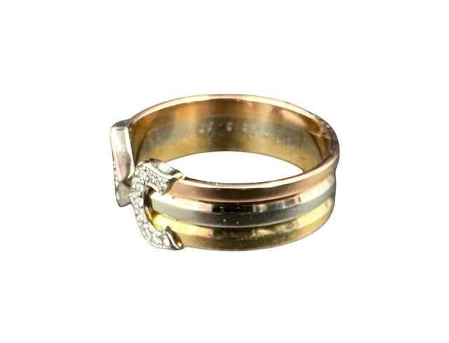 Cartier "Double C" ring in yellow gold, pink gold, white gold and diamonds
