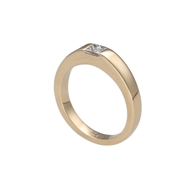 Cartier bague Tank, or jaune diamant princesse, vintage - Maison Eloe