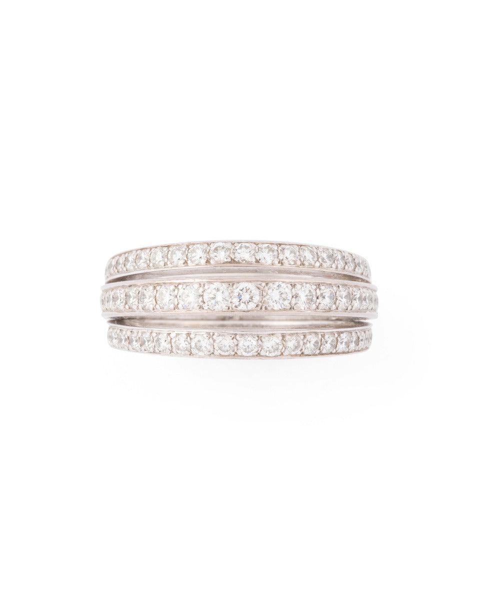 Cartier 3-bridge ring in 18k white gold and diamonds