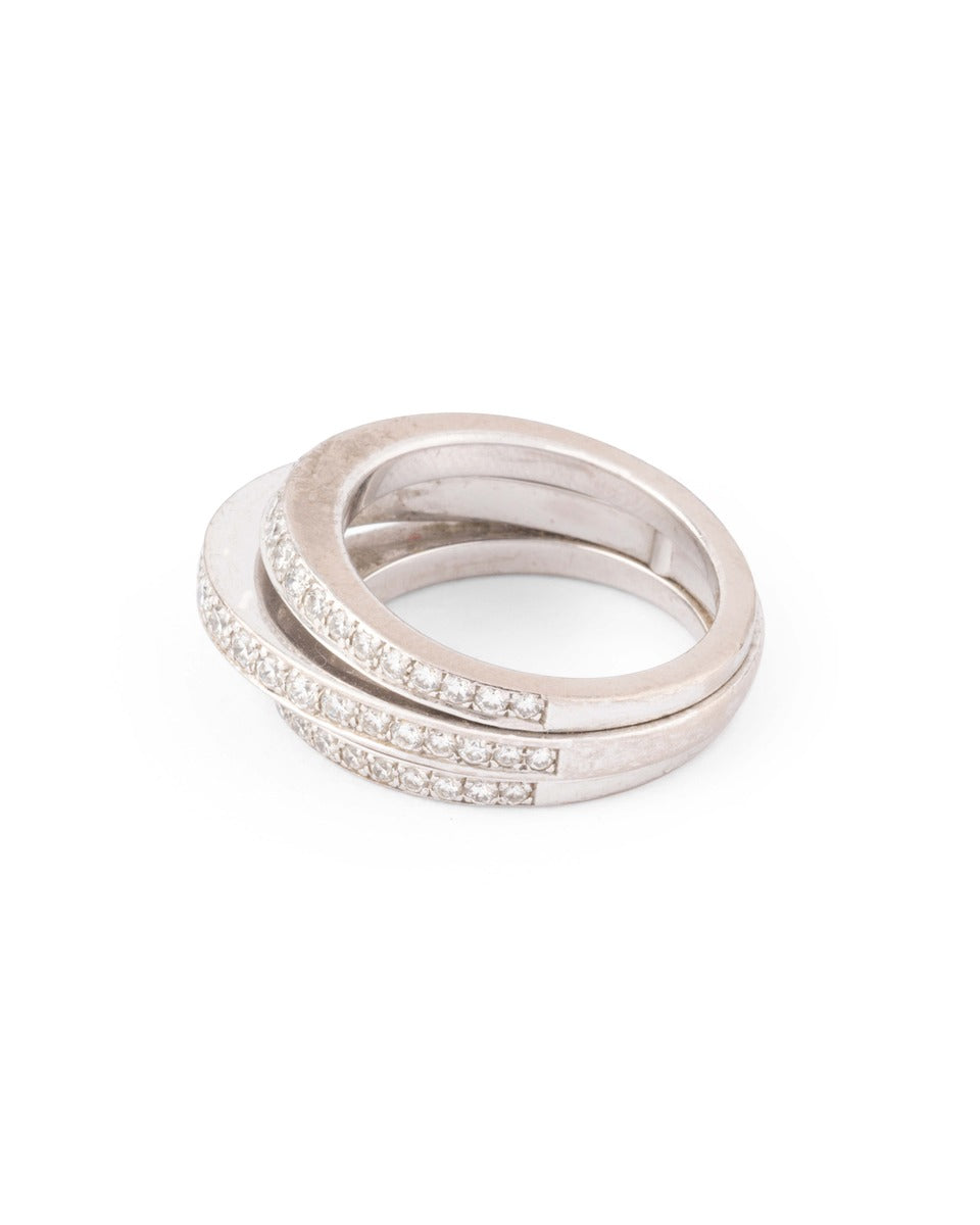 Cartier 3-bridge ring in 18k white gold and diamonds