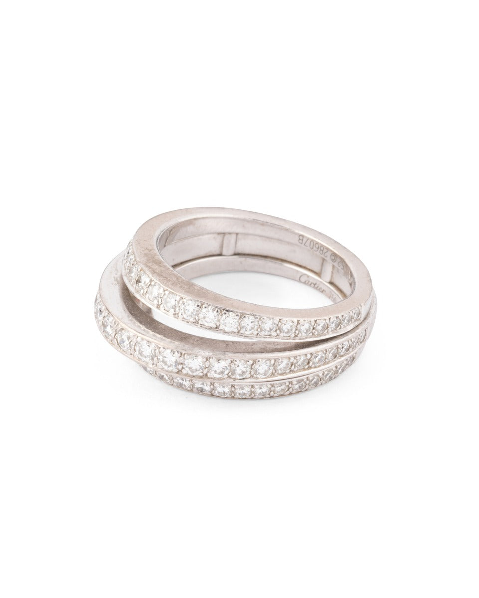 Cartier 3-bridge ring in 18k white gold and diamonds