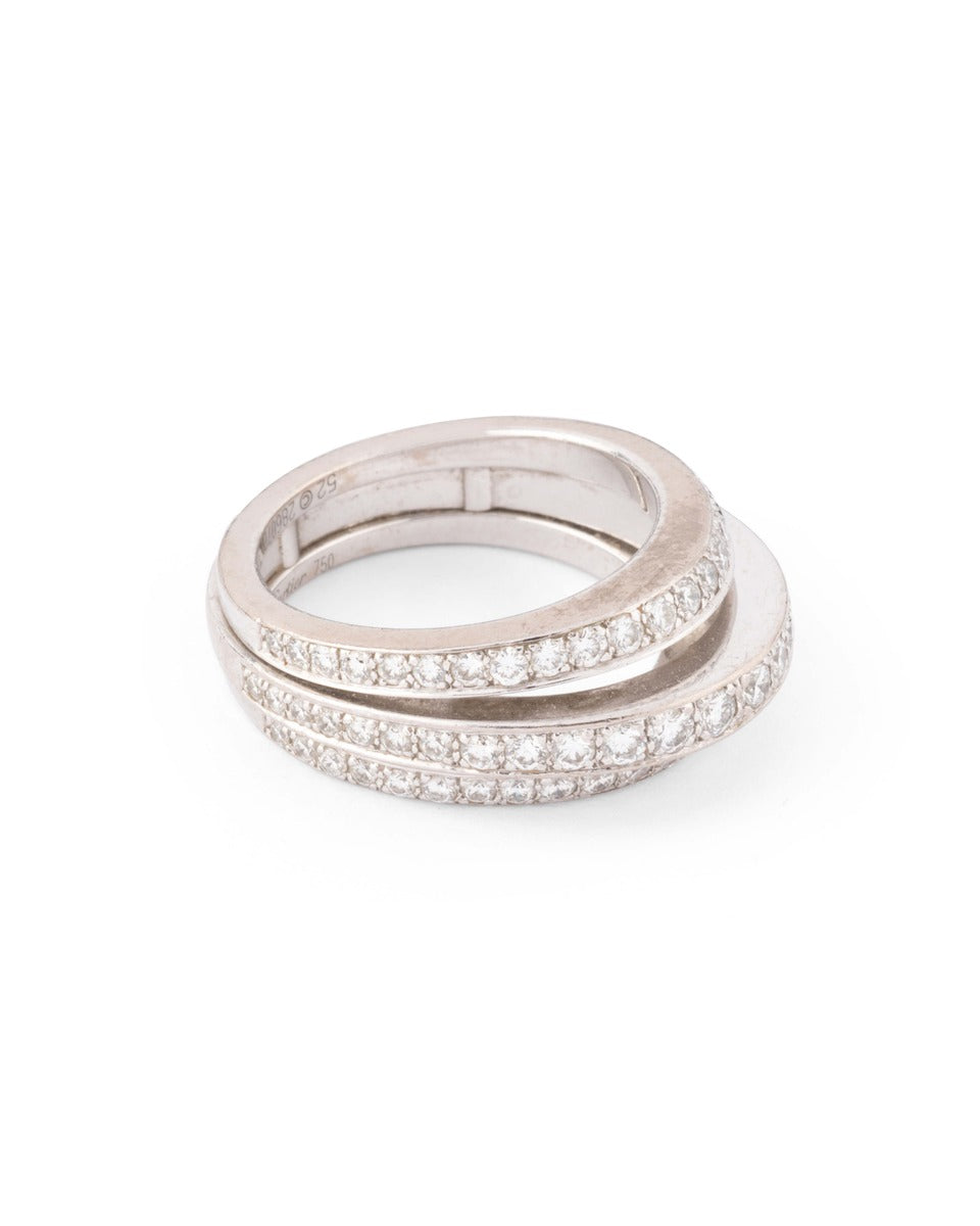 Cartier 3-bridge ring in 18k white gold and diamonds