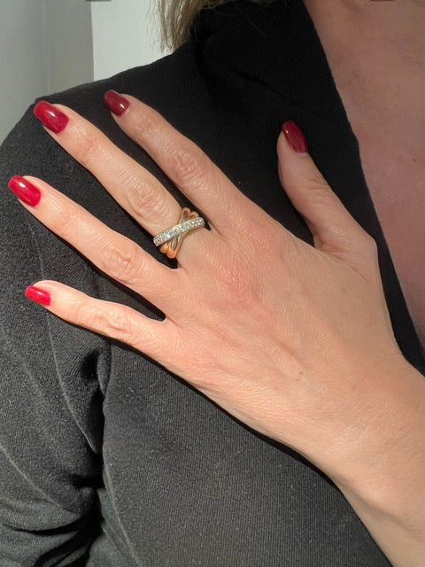 Cartier, Trinity wedding ring in 3 golds and diamonds