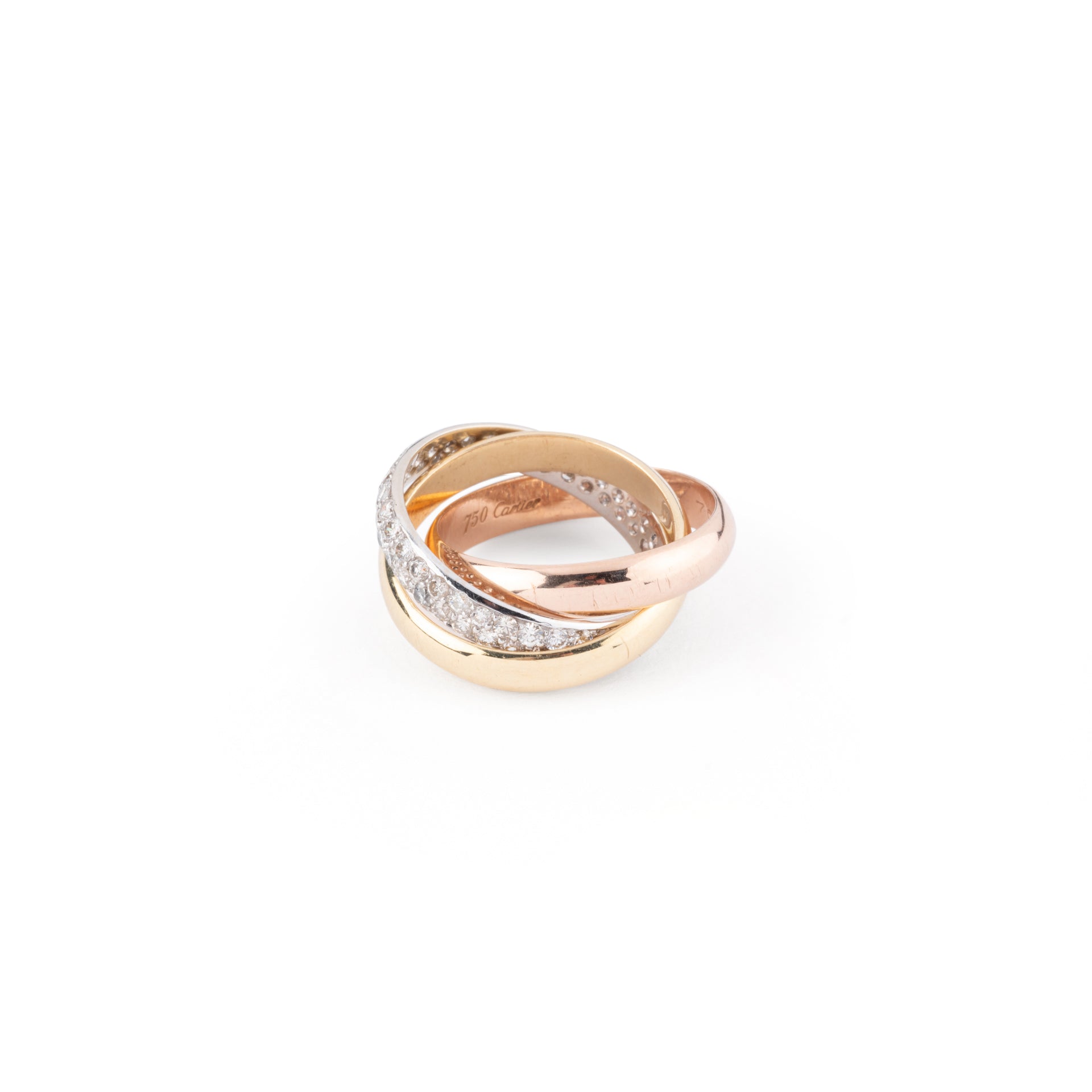 Cartier, Trinity wedding ring in 3 golds and diamonds