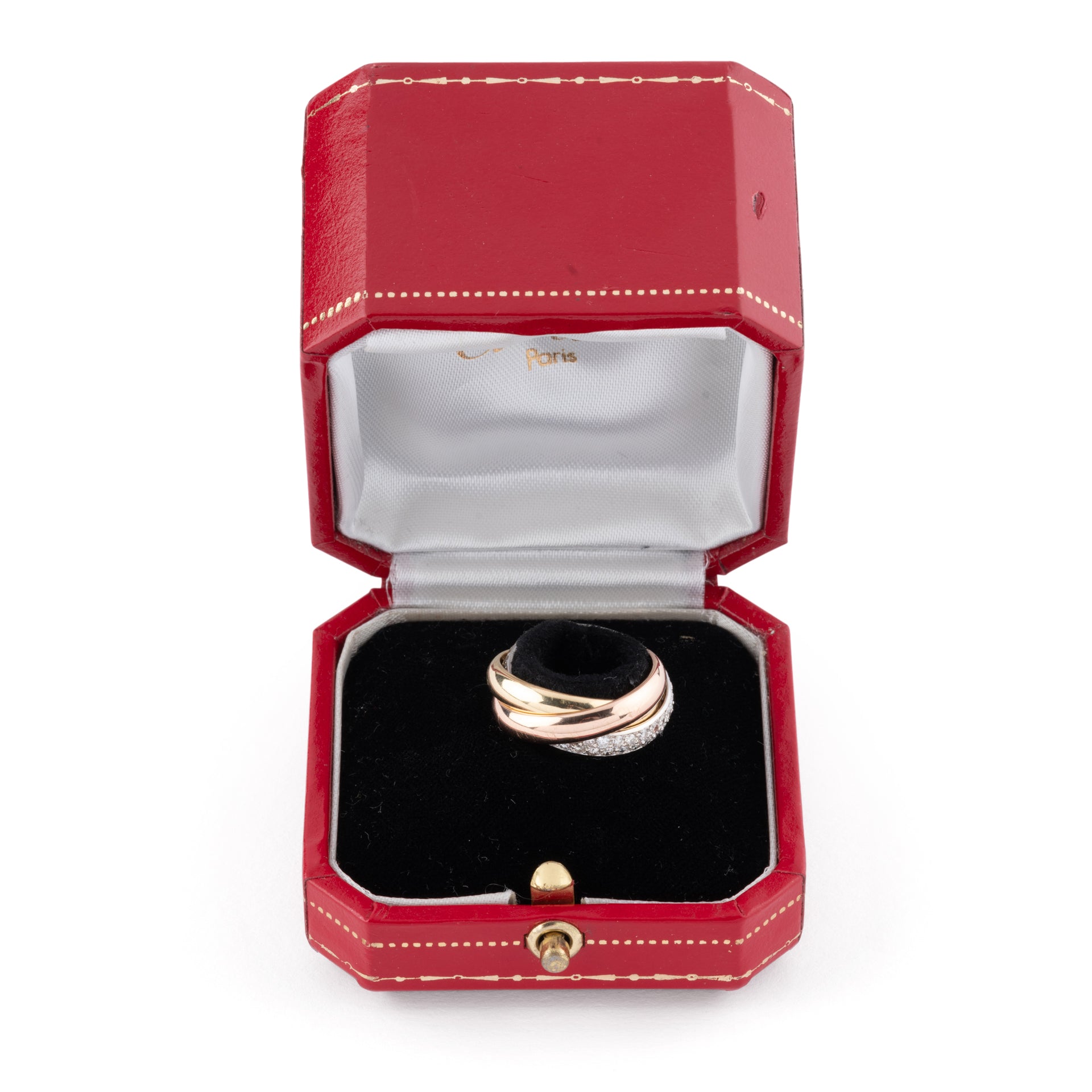 Cartier, Trinity wedding ring in 3 golds and diamonds