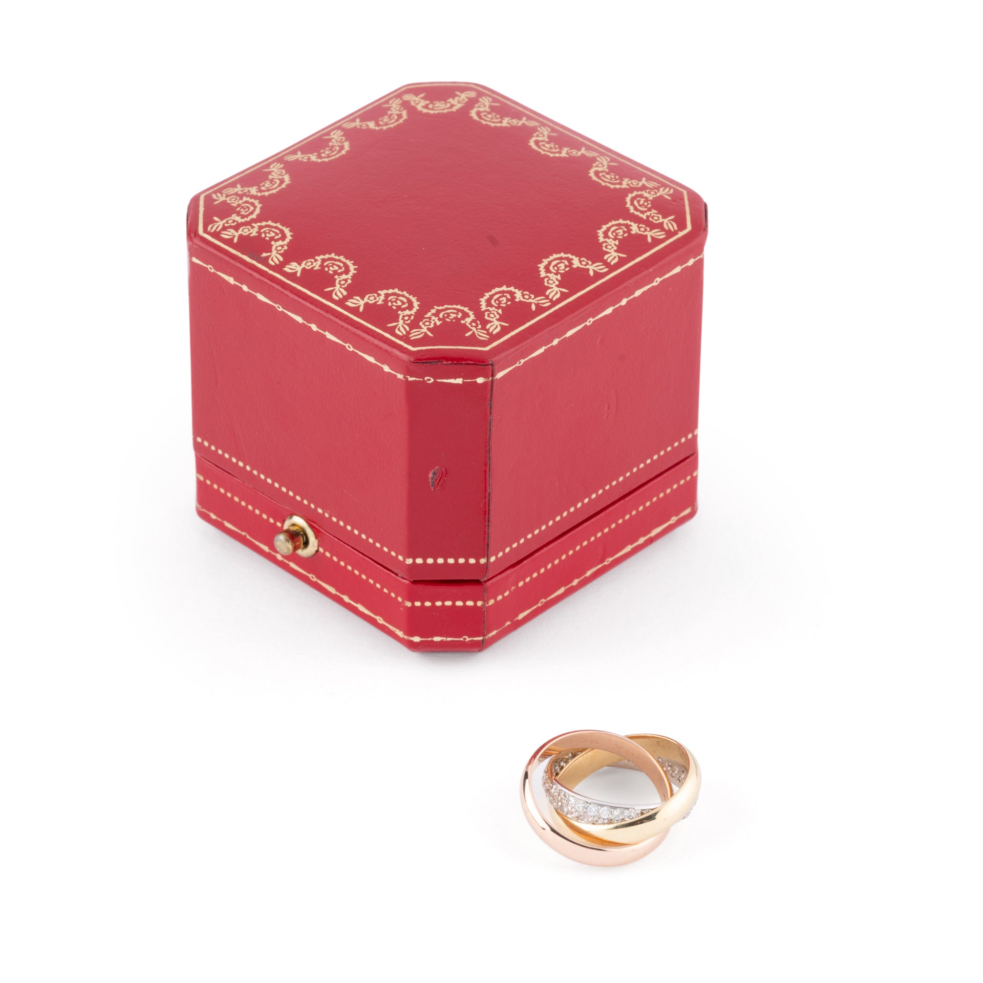 Cartier, Trinity wedding ring in 3 golds and diamonds