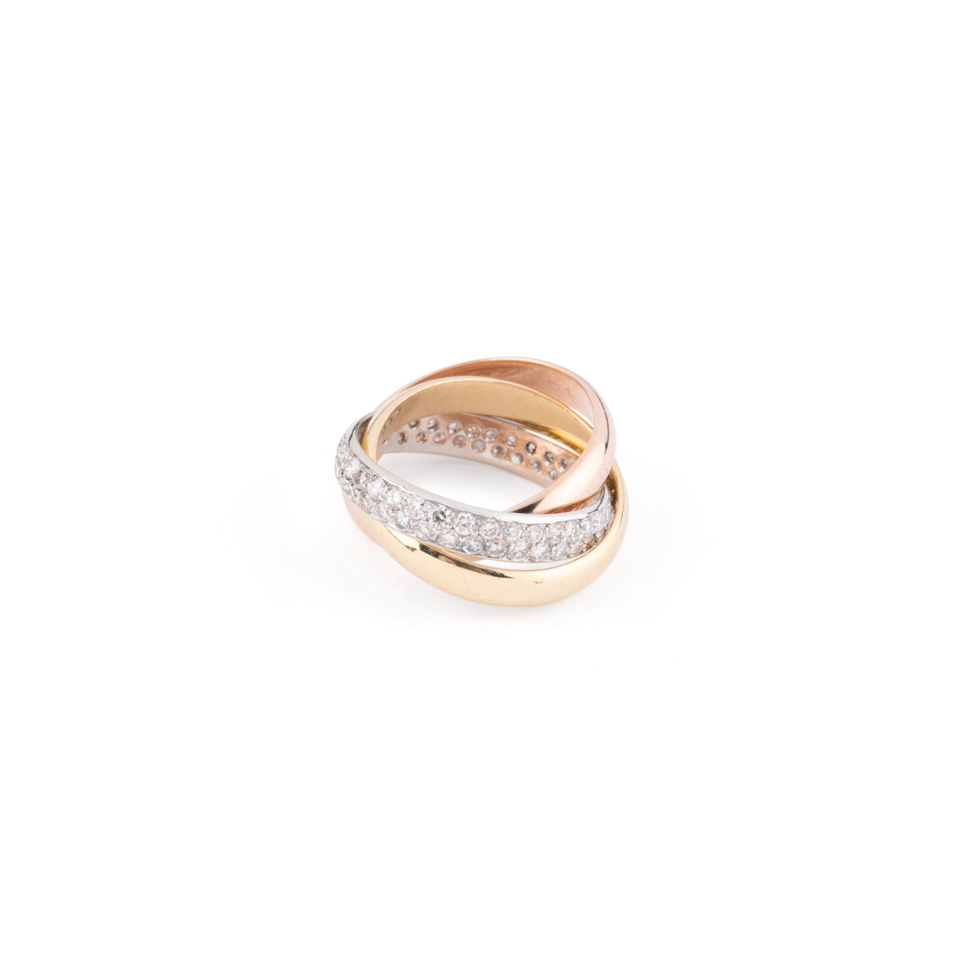 Cartier, Trinity wedding ring in 3 golds and diamonds