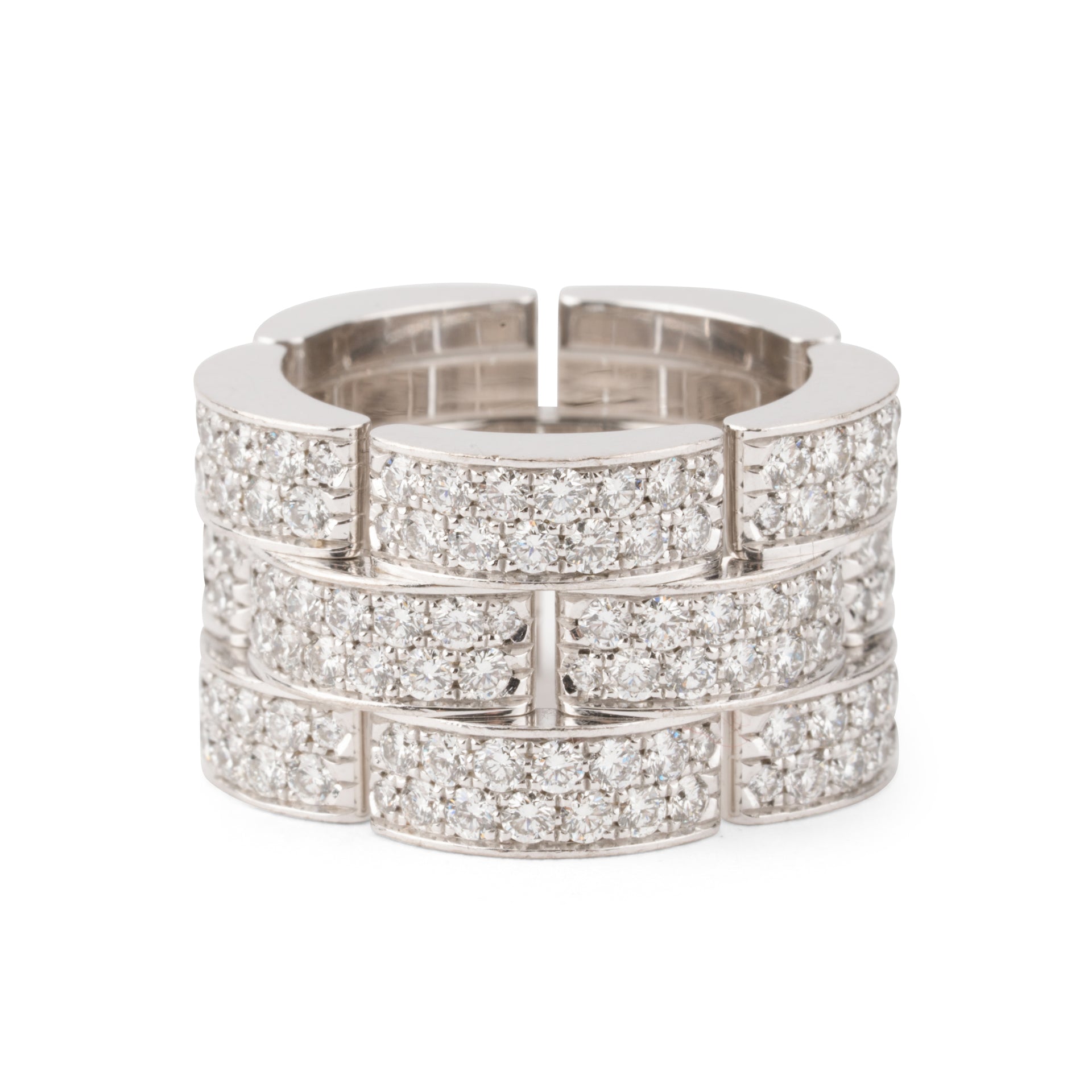 Cartier, "Panther" mesh ring paved with diamonds, White gold