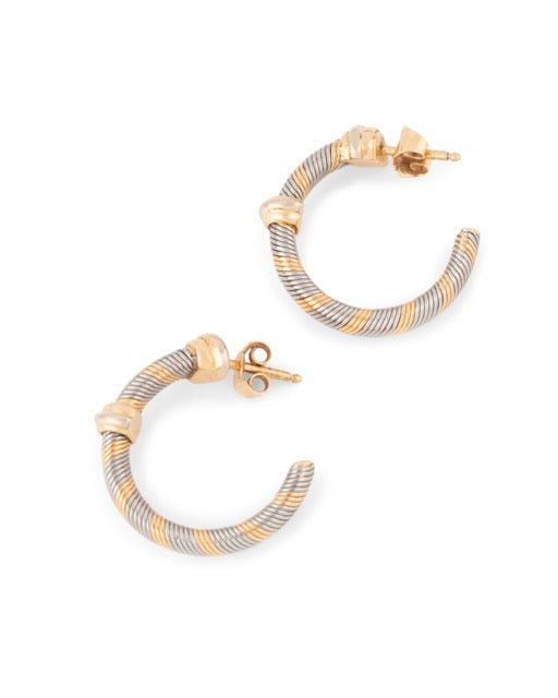 Cartier boucles d'oreilles créoles Vintage en or jaune et acier - Maison Eloe