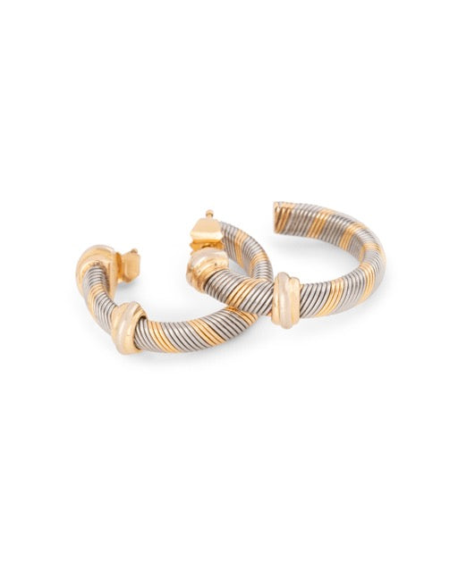 Cartier boucles d'oreilles créoles Vintage en or jaune et acier