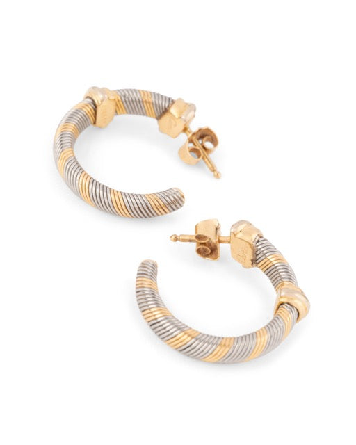 Cartier boucles d'oreilles créoles Vintage en or jaune et acier