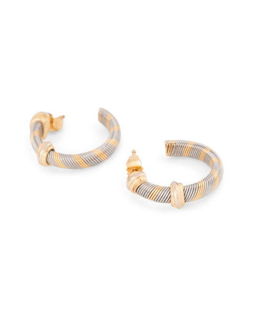 Cartier boucles d'oreilles créoles Vintage en or jaune et acier