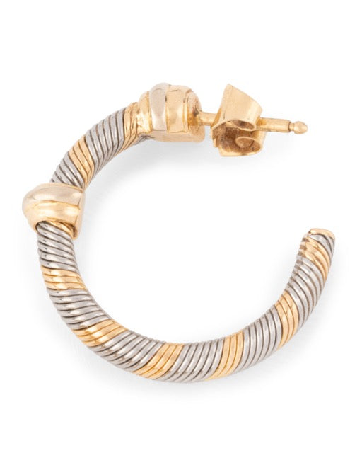 Cartier boucles d'oreilles créoles Vintage en or jaune et acier
