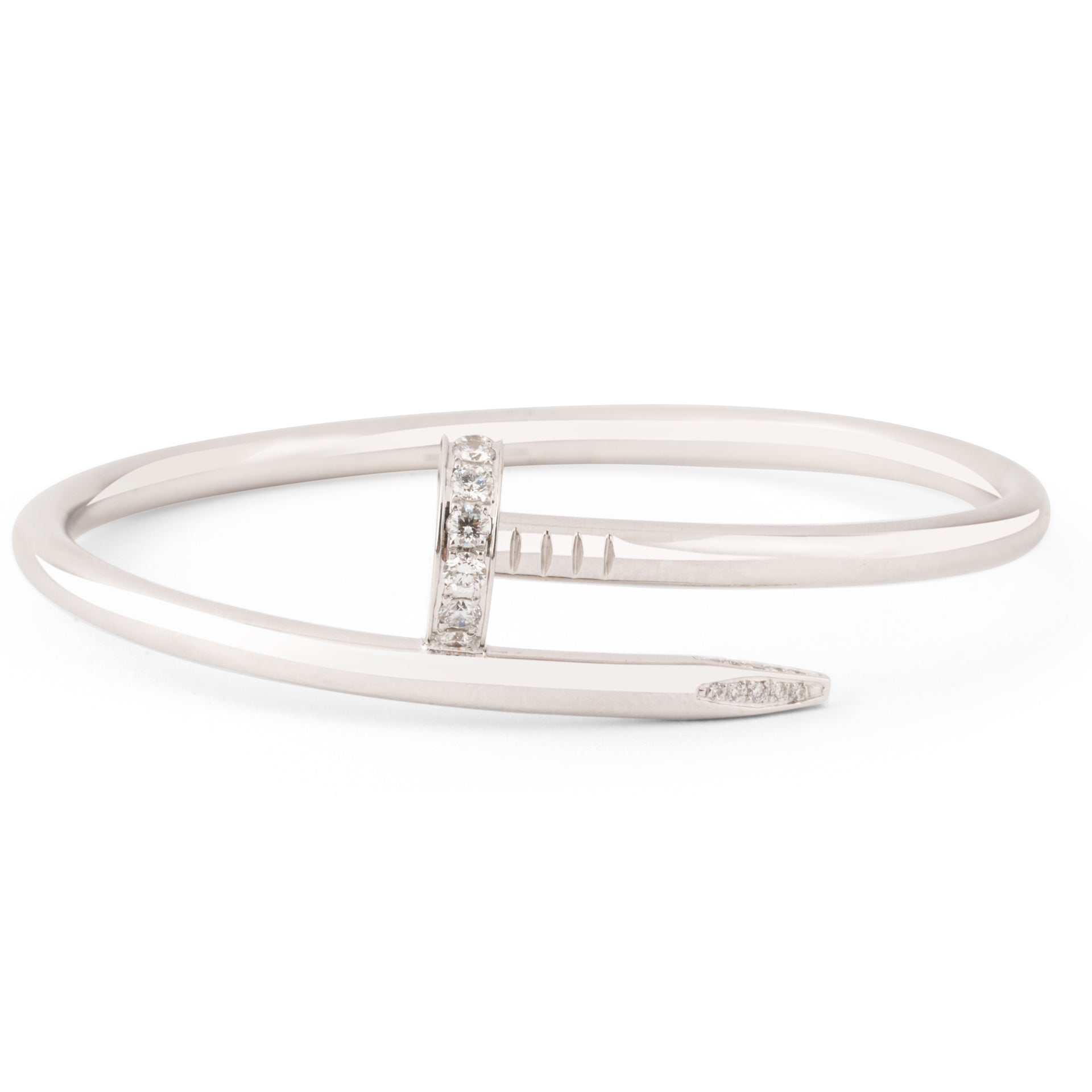 Cartier, bracelet "Juste un Clou" or blanc, Diamants