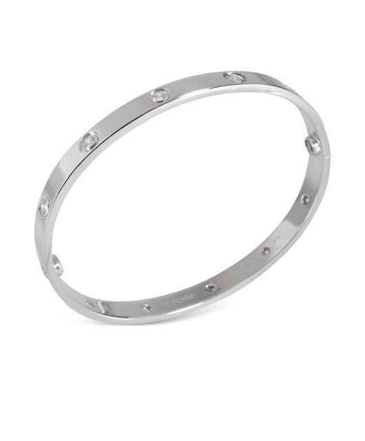 Cartier , bracelet Love en or blanc 10 diamants