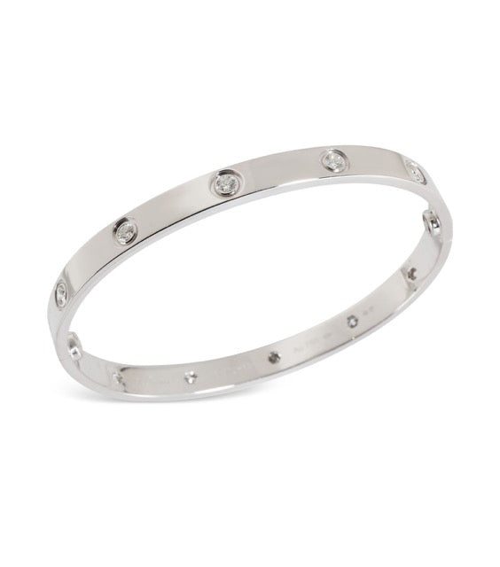 Cartier , bracelet Love en or blanc 10 diamants