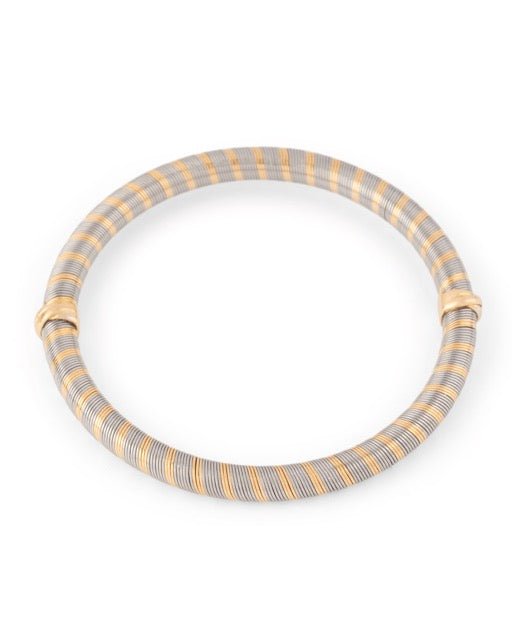 Cartier, bracelet Vintage en or jaune 18K et acier - Maison Eloe