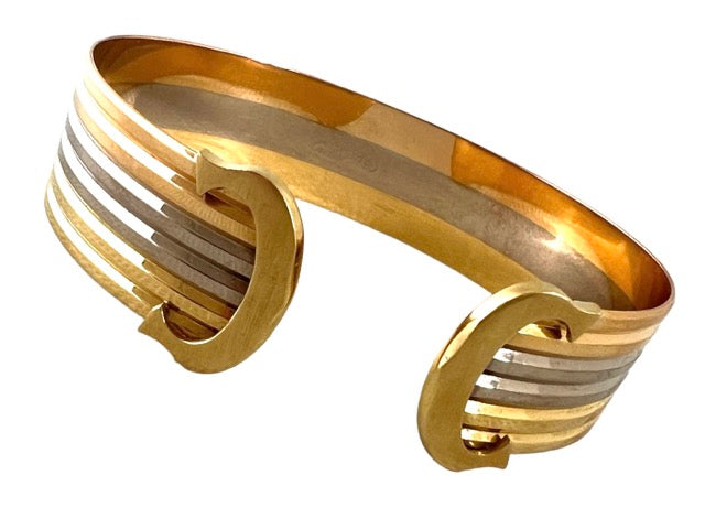 Cartier, Bracelet vintage Double C, 3 couleurs d'Or