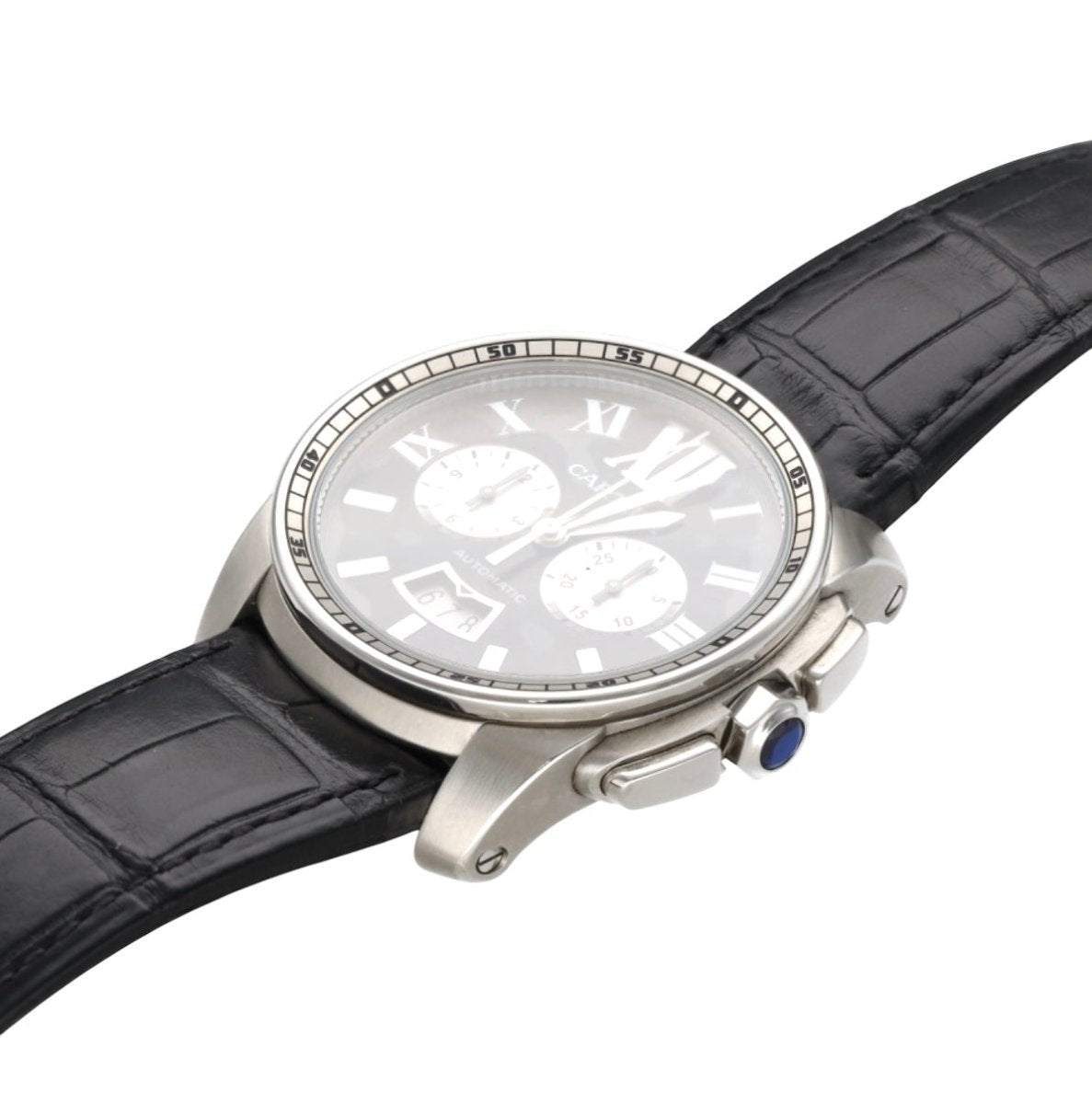 Cartier montre "Calibre Chronographe" en acier full set - Maison Eloe