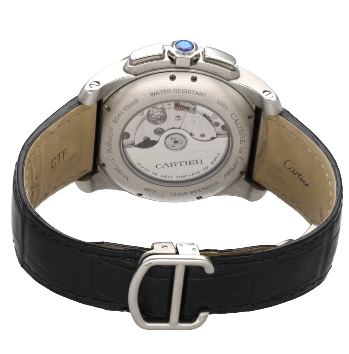 Cartier montre "Calibre Chronographe" en acier full set - Maison Eloe