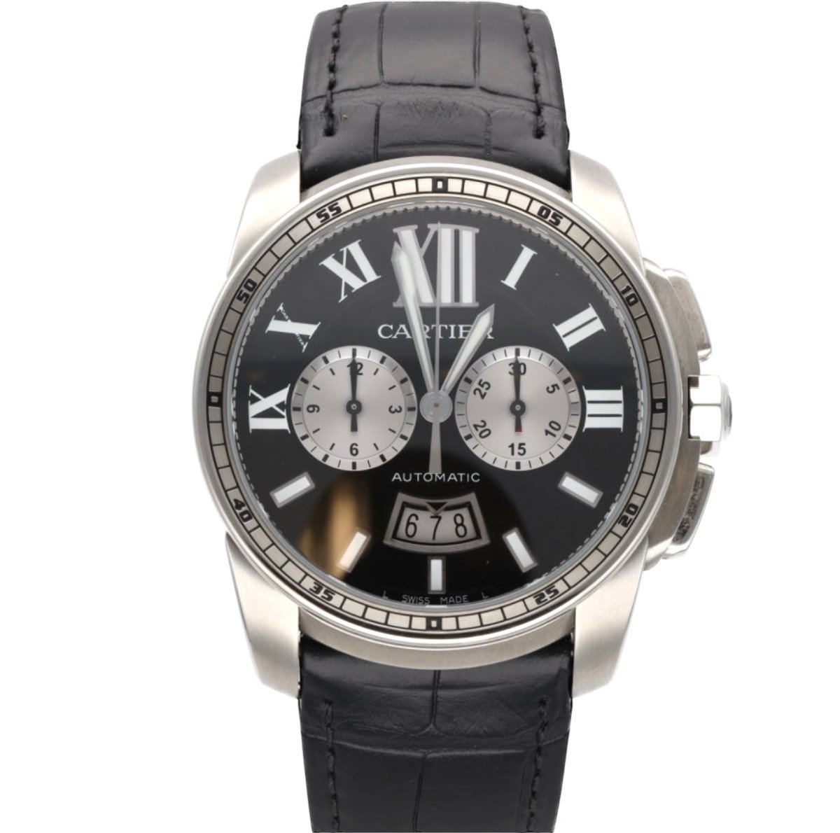 Cartier montre "Calibre Chronographe" en acier full set - Maison Eloe