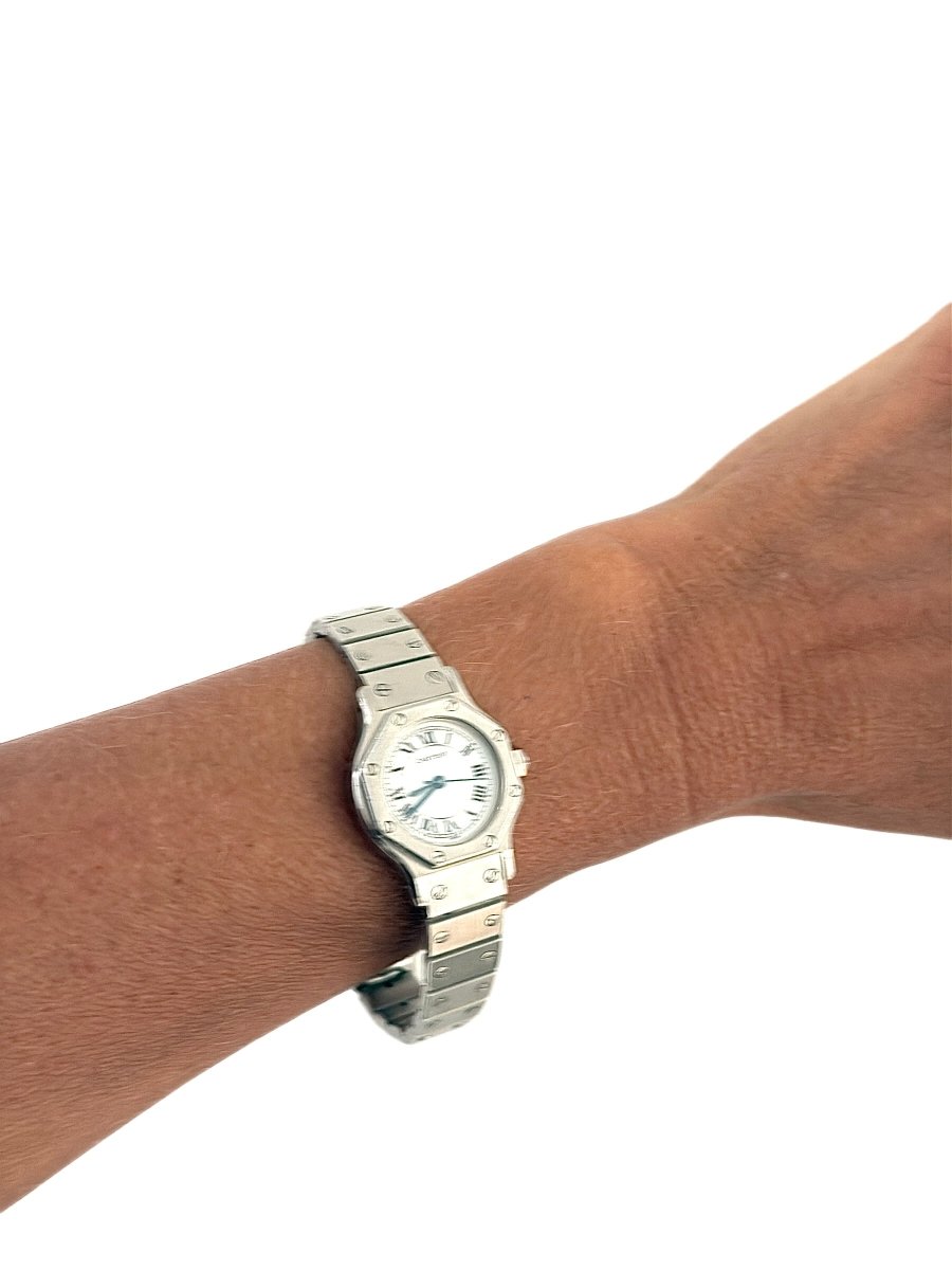 Cartier montre "Santos Octogon" vintage en acier - Maison Eloe
