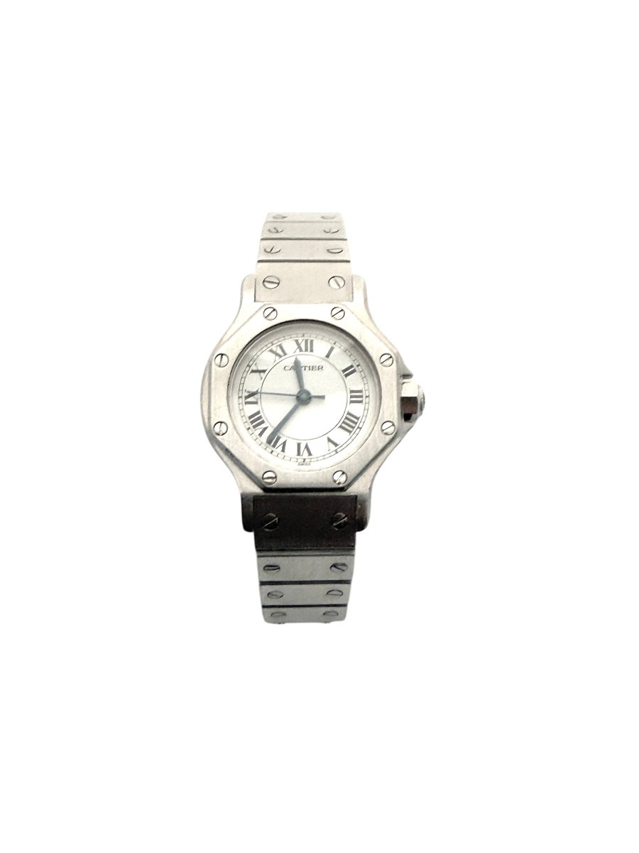 Cartier montre "Santos Octogon" vintage en acier - Maison Eloe