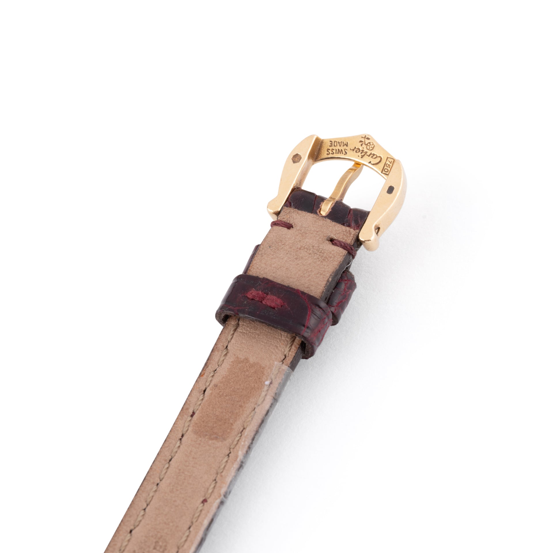 Cartier, "Tank mini elongated" watch, gold on leather