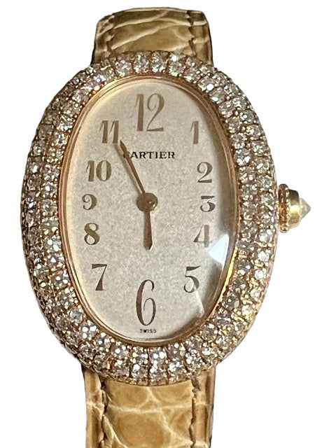 Cartier "Baignoire" watch in yellow gold and diamonds