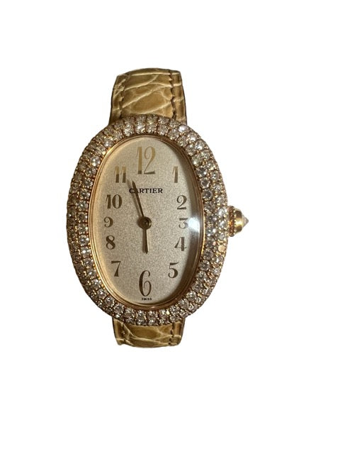 Cartier "Baignoire" watch in yellow gold and diamonds