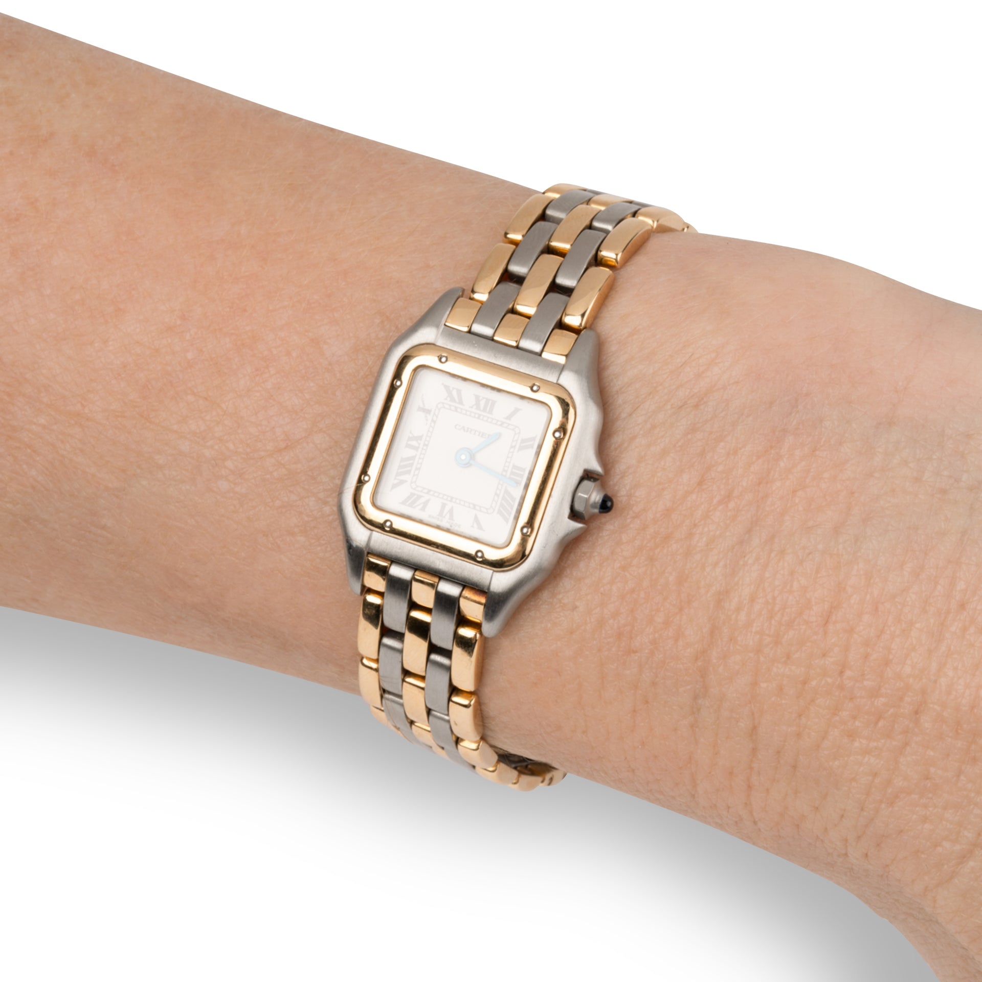 Cartier, Panthère 3-row watch in vintage gold and steel