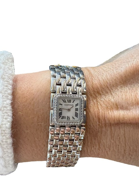 Cartier, Panther Ribbon Watch in White Gold and Diamonds